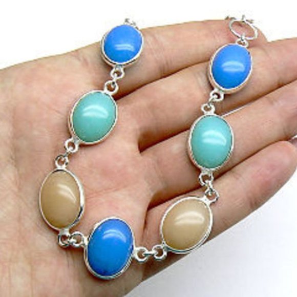 Silver Quartz Agate Chalcedony BRACELET - Picture 2 of 4